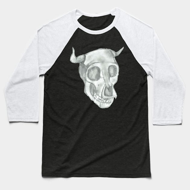 Minotaur Skull Baseball T-Shirt by grandmuftarkin